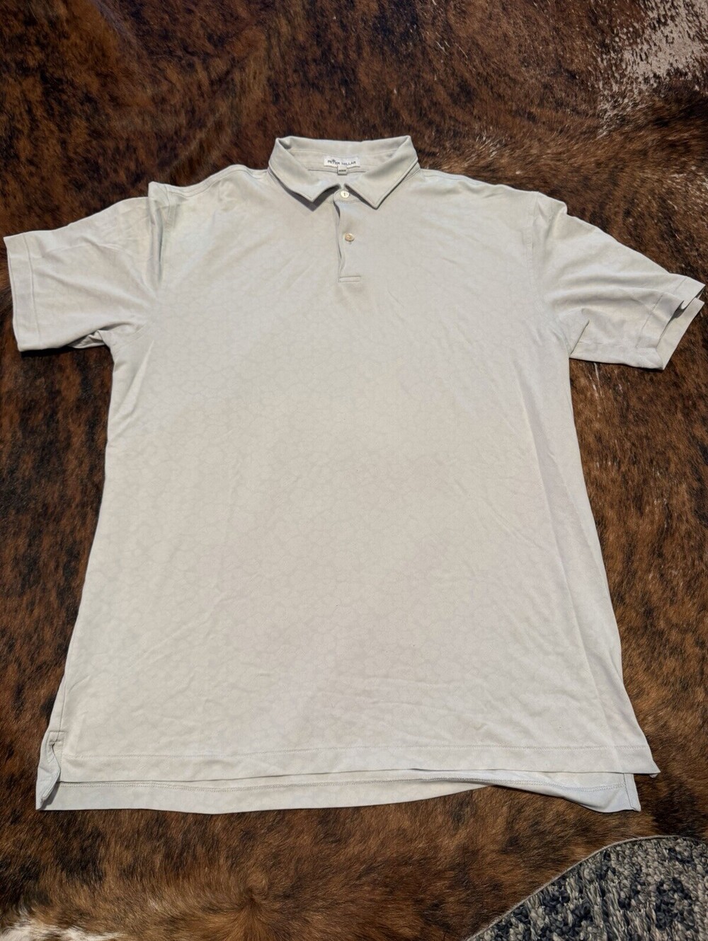 Peter Millar Hibiscus Performance Jacquard Polo Golf British Grey Mens Size L
